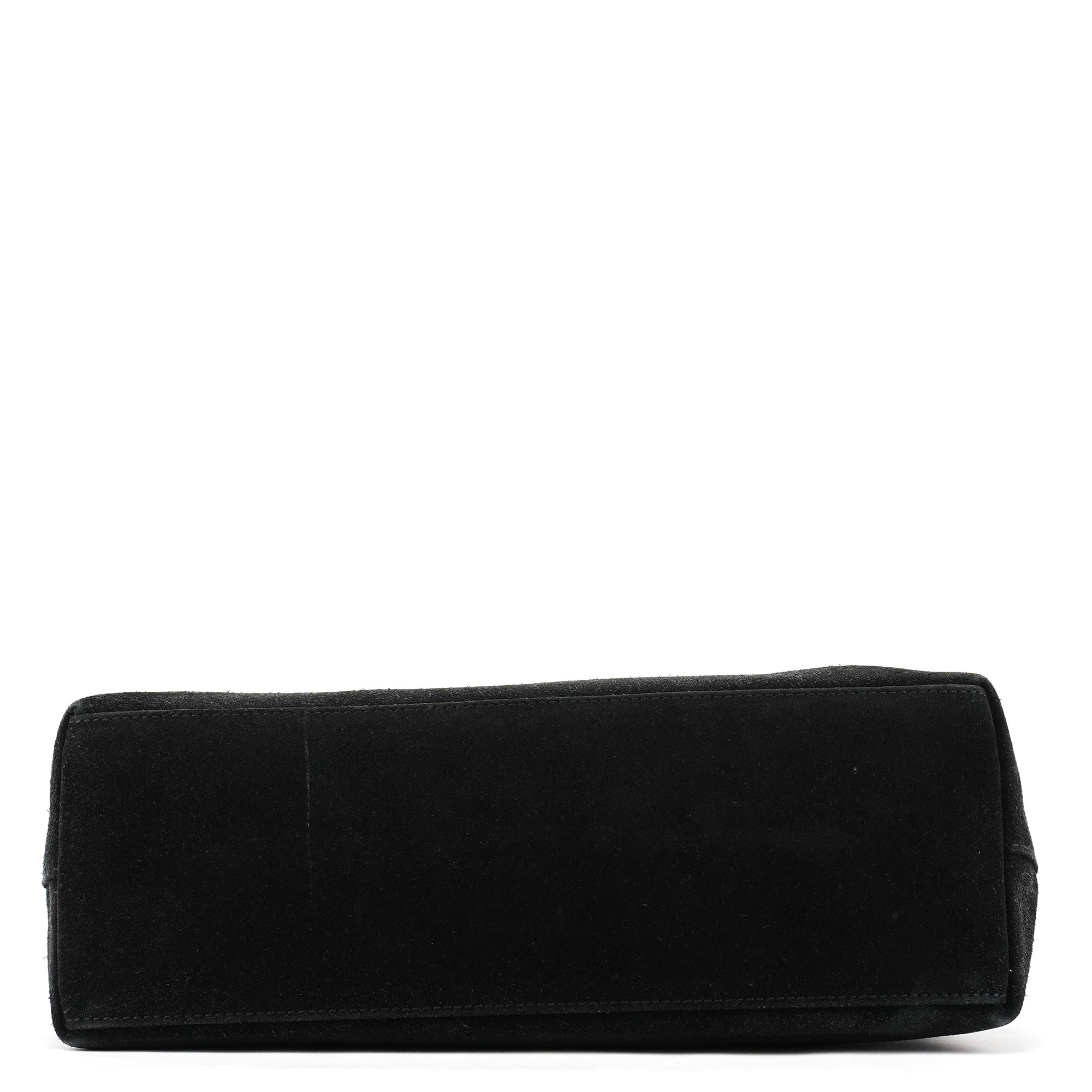 Gucci 001 3244 Black Suede Bamboo Shoulder Bag
