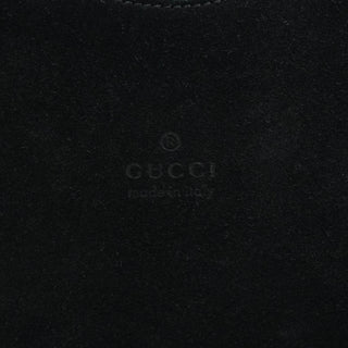 Gucci 001 3244 Black Suede Bamboo Shoulder Bag