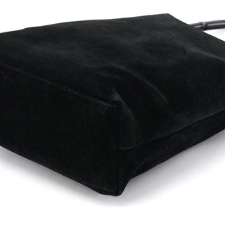 Gucci 001 3244 Black Suede Bamboo Shoulder Bag
