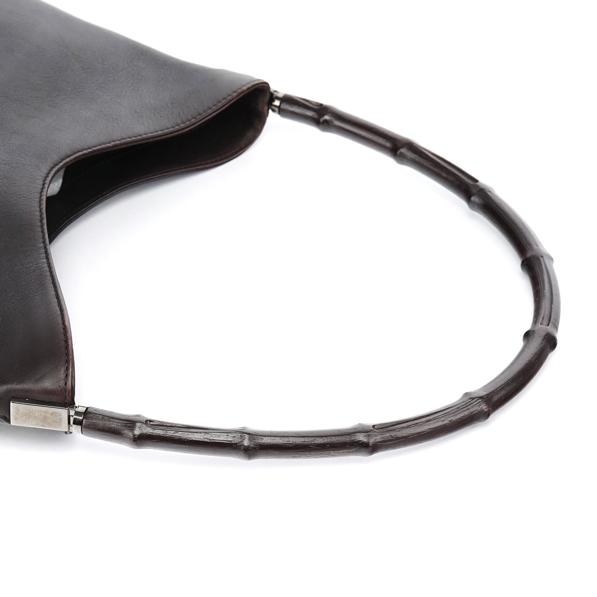 Gucci 001 3244 Borsa a spalla Bamboo in pelle di vitello marrone