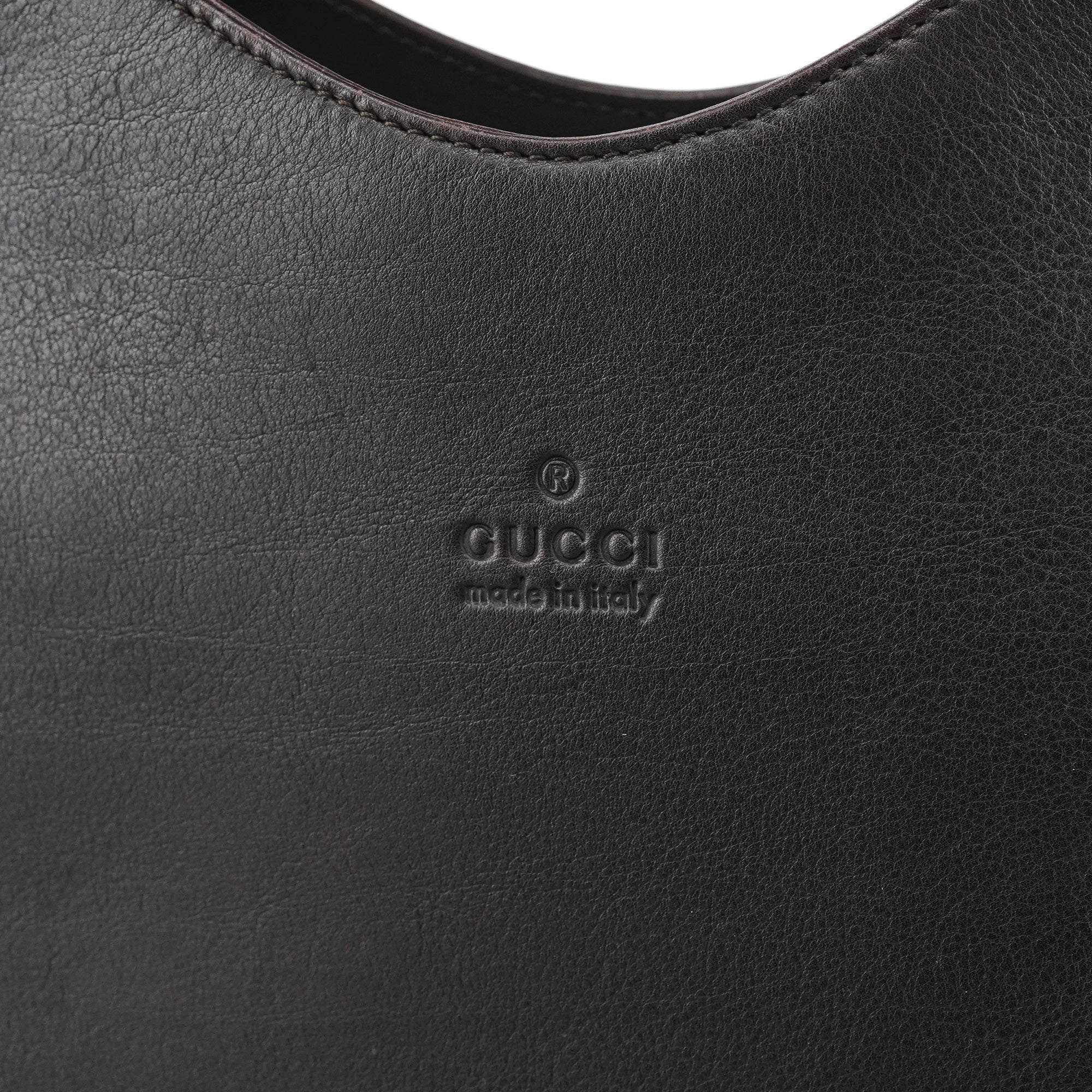Gucci 001 3244 Borsa a spalla Bamboo in pelle di vitello marrone