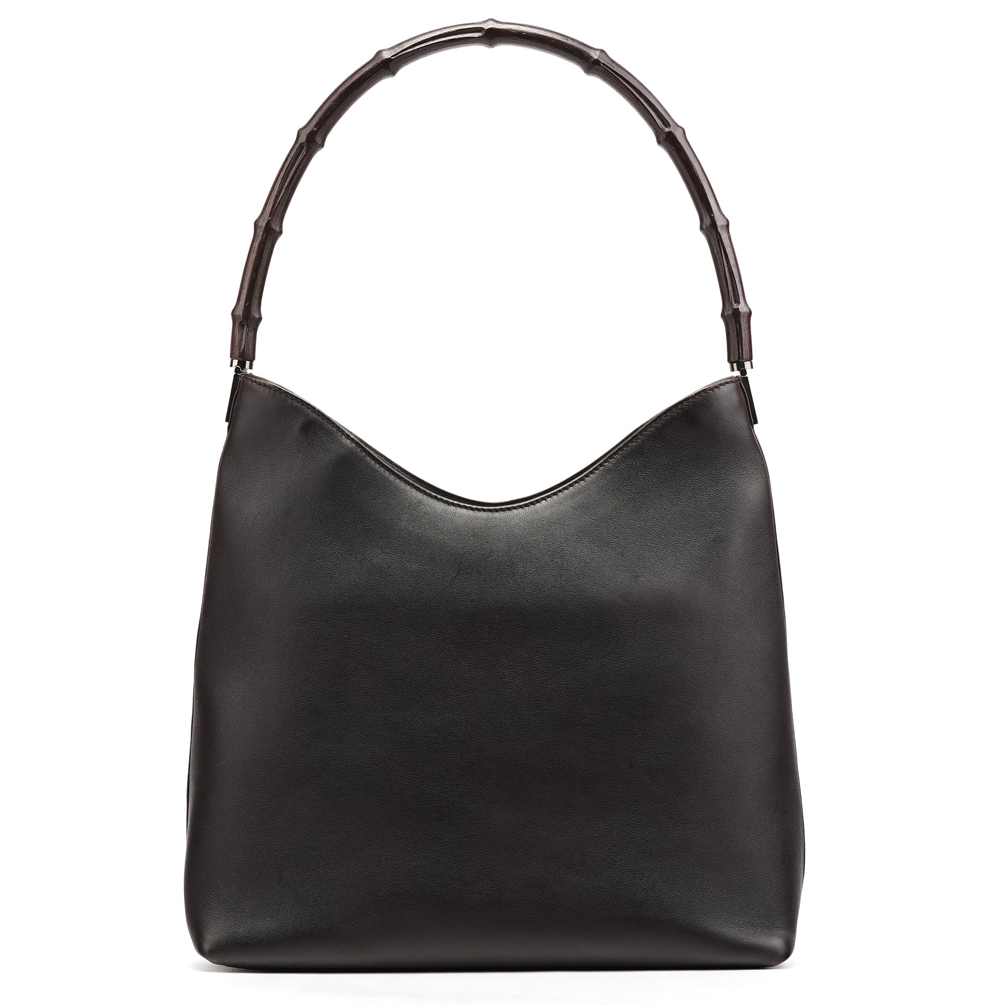 Gucci 001 3244 Borsa a spalla Bamboo in pelle di vitello marrone