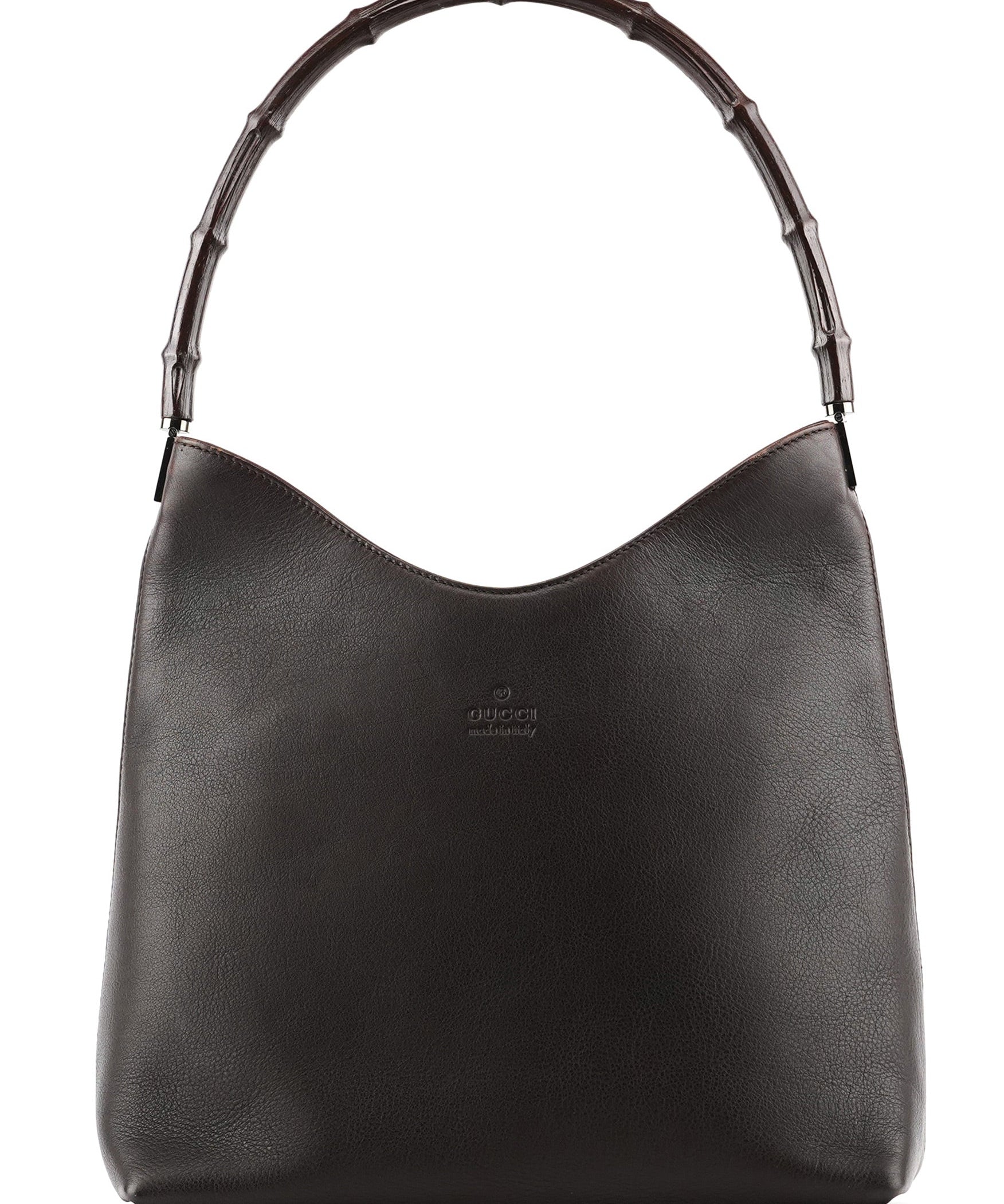 Gucci 001 3244 Brown Calfskin Bamboo Shoulder Bag