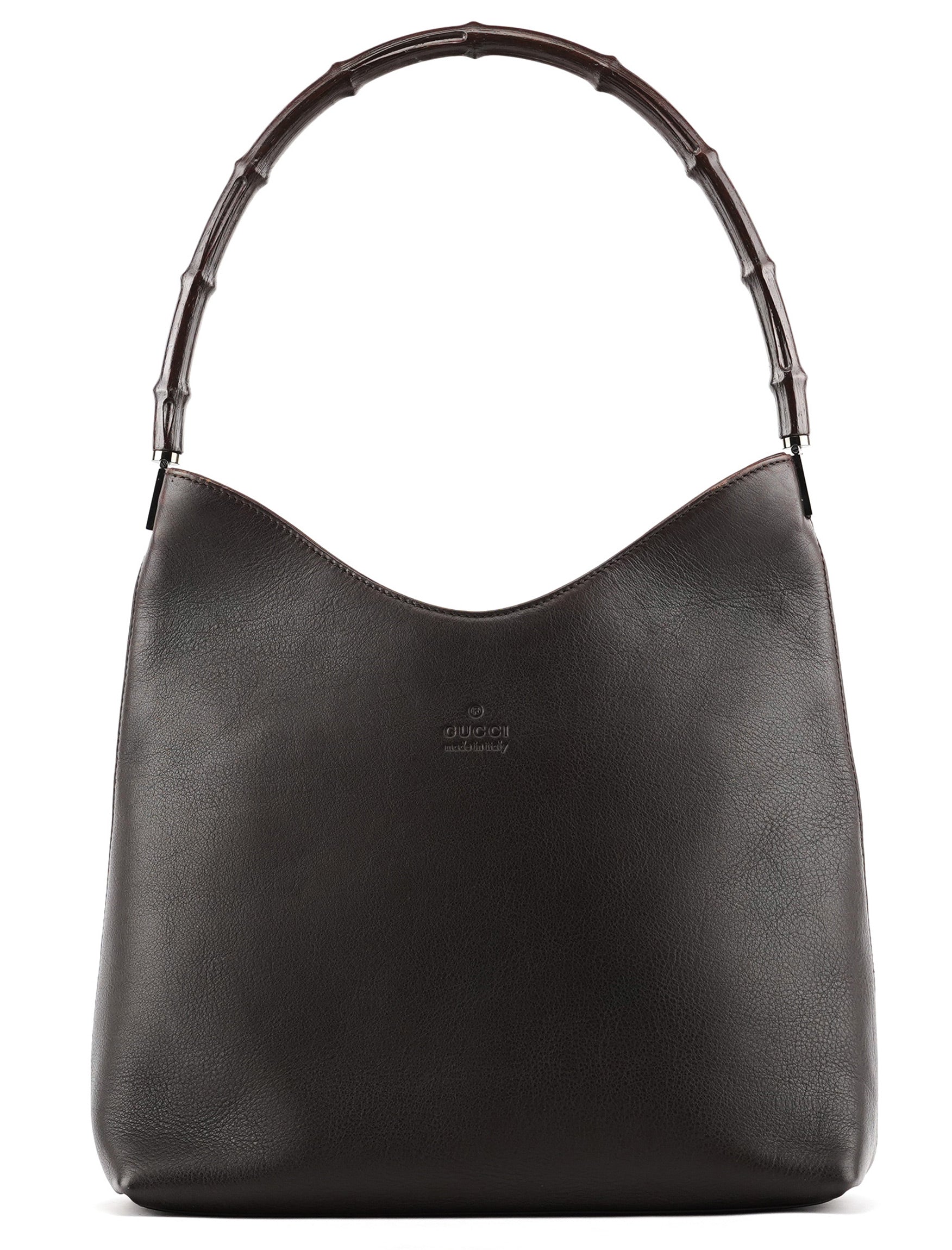Gucci 001 3244 Borsa a spalla Bamboo in pelle di vitello marrone