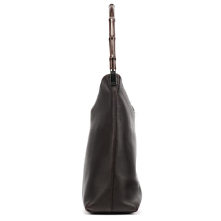 Gucci 001 3244 Brown Calfskin Bamboo Shoulder Bag