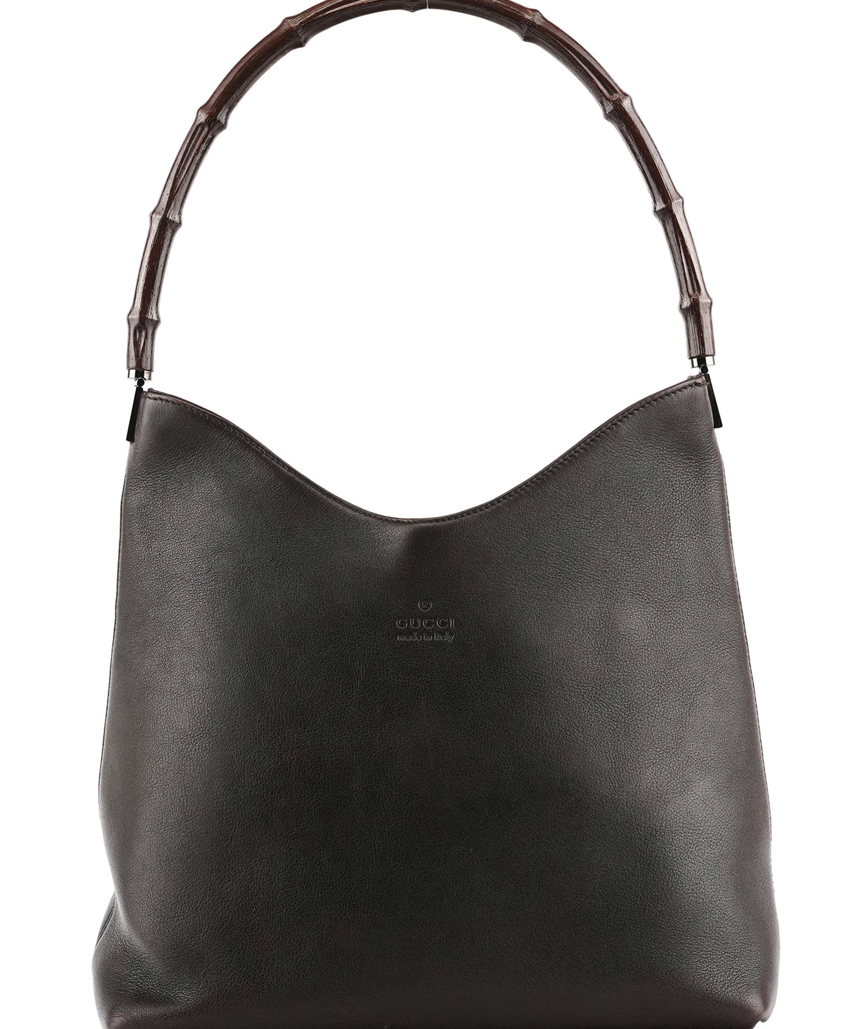 Gucci 001 3244 Brown Calfskin Bamboo Shoulder Bag