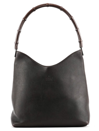Gucci 001 3244 Brown Calfskin Bamboo Shoulder Bag