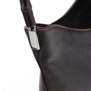 Gucci 001 3244 Brown Calfskin Bamboo Shoulder Bag