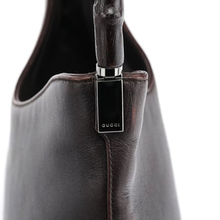 Gucci 001 3244 Brown Calfskin Bamboo Shoulder Bag