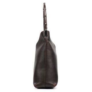 Gucci 001 3244 Brown Calfskin Bamboo Shoulder Bag