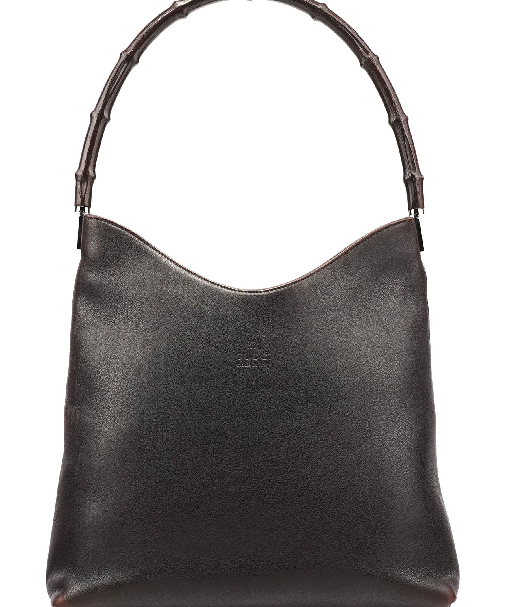 Gucci 001 3244 Brown Calfskin Bamboo Shoulder Bag