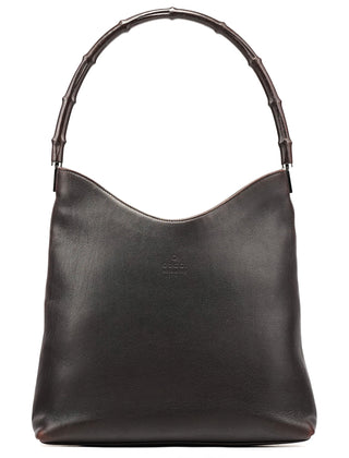 Gucci 001 3244 Brown Calfskin Bamboo Shoulder Bag