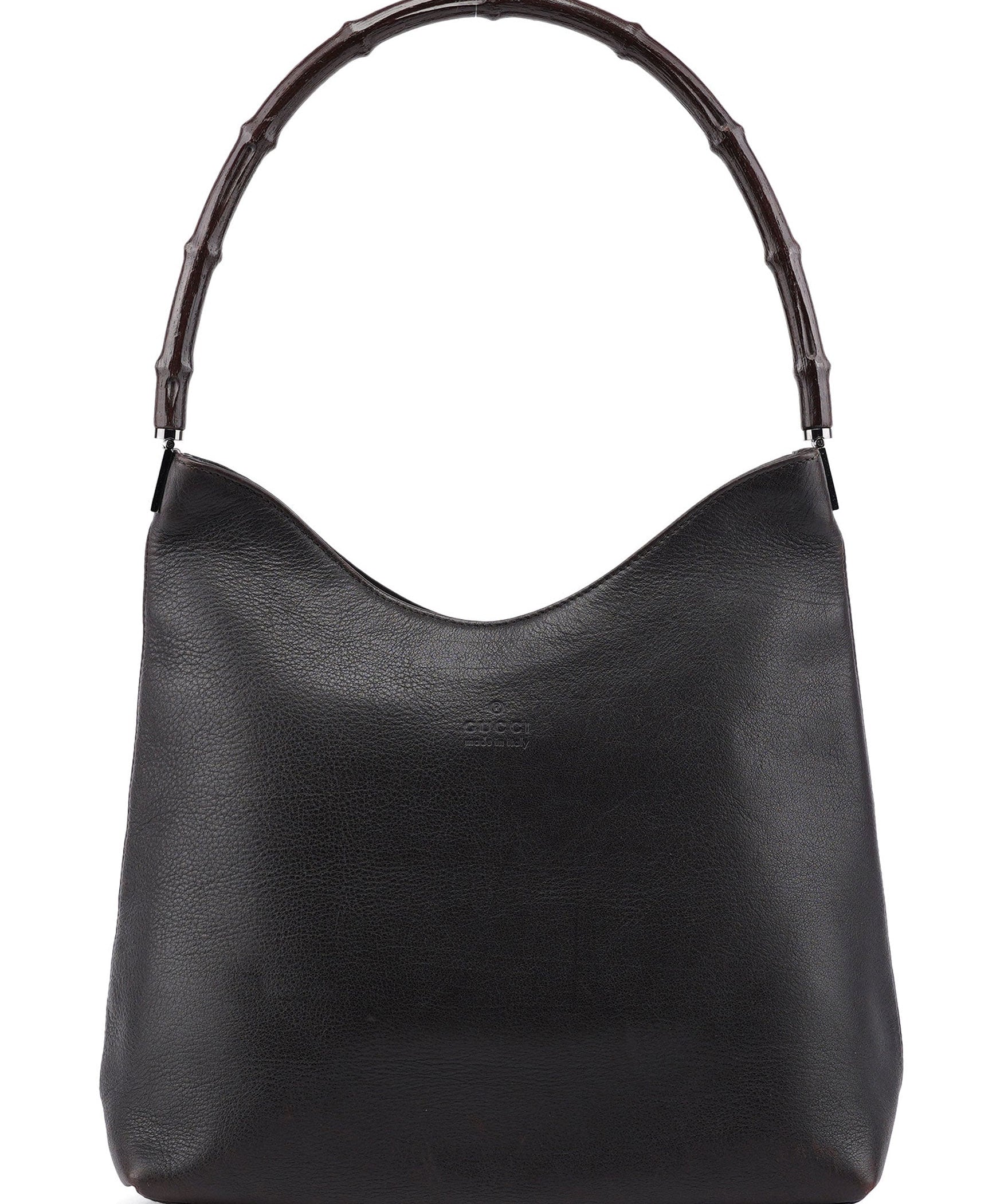Gucci 001 3244 Brown Calfskin Bamboo Shoulder Bag