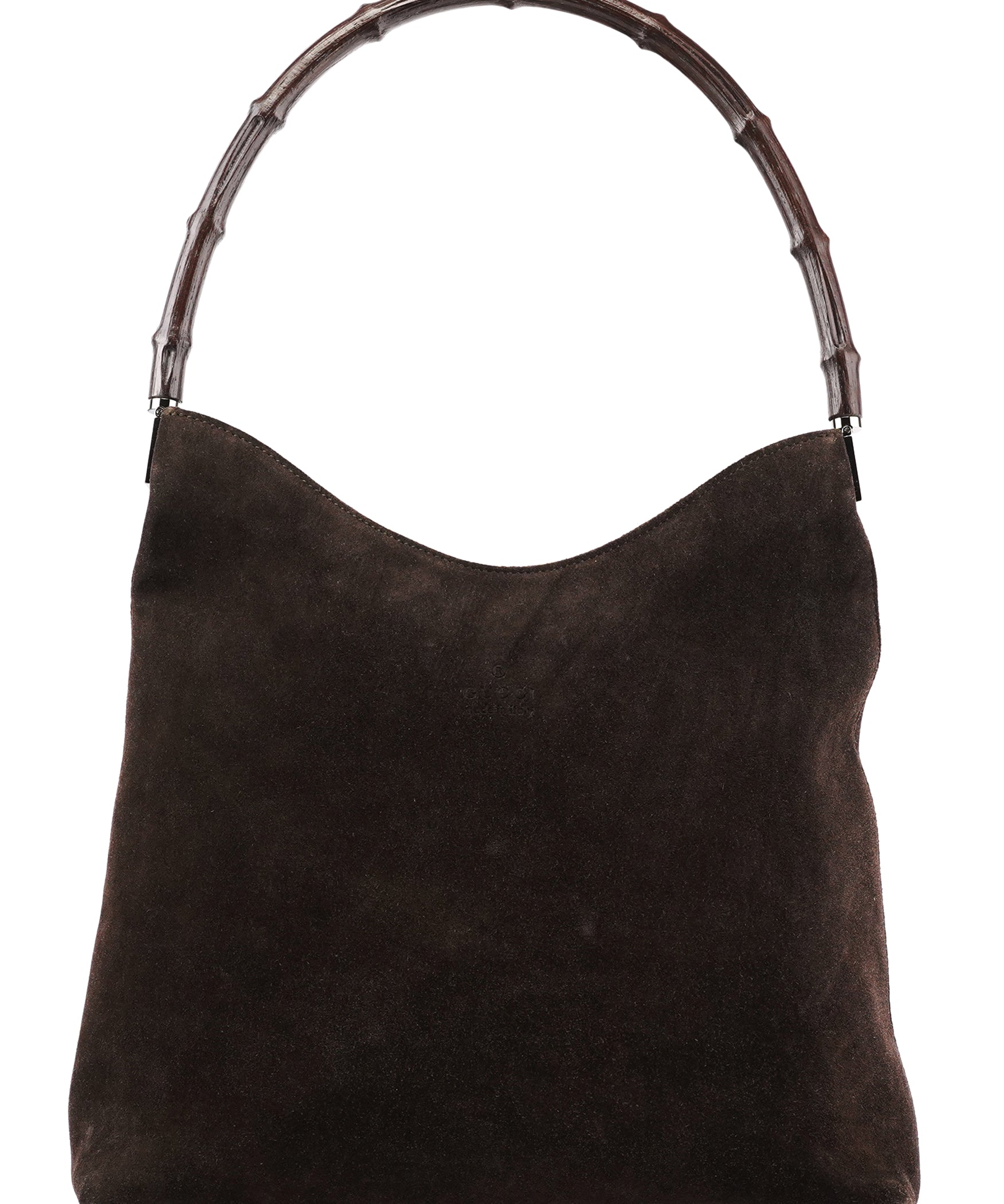 Gucci 001 3244 Brown Suede Bamboo Shoulder Bag