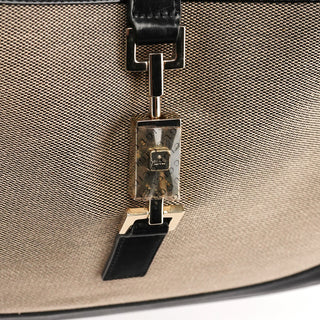 Gucci 001 3306 Beige Black Canvas Jackie Shoulder Bag