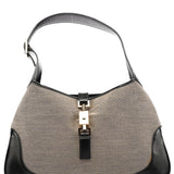 Gucci 001 3306 Beige Black Canvas Jackie Shoulder Bag