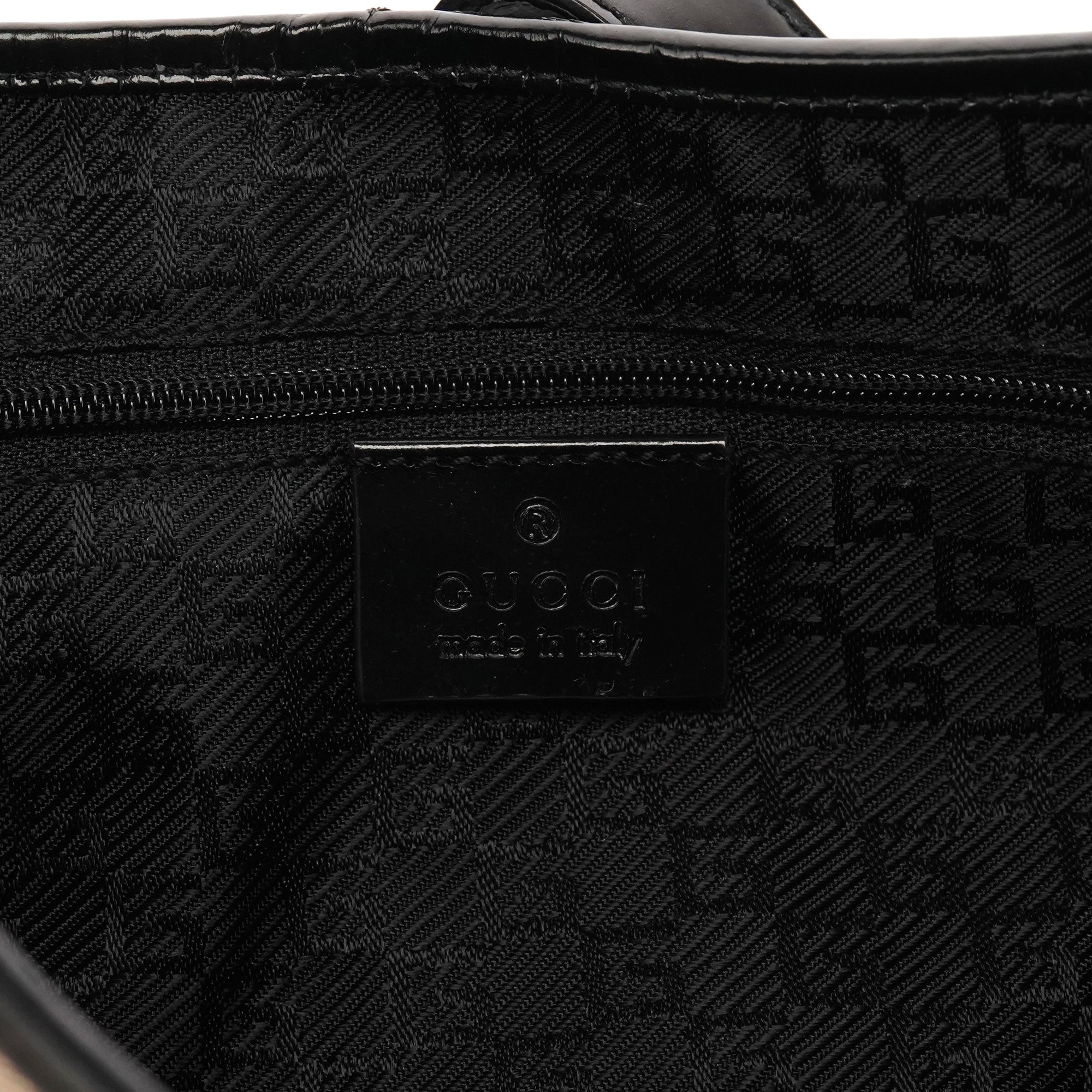 Gucci 001 3306 Beige Black Canvas Jackie Shoulder Bag