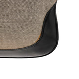 Gucci 001 3306 Beige Black Canvas Jackie Shoulder Bag