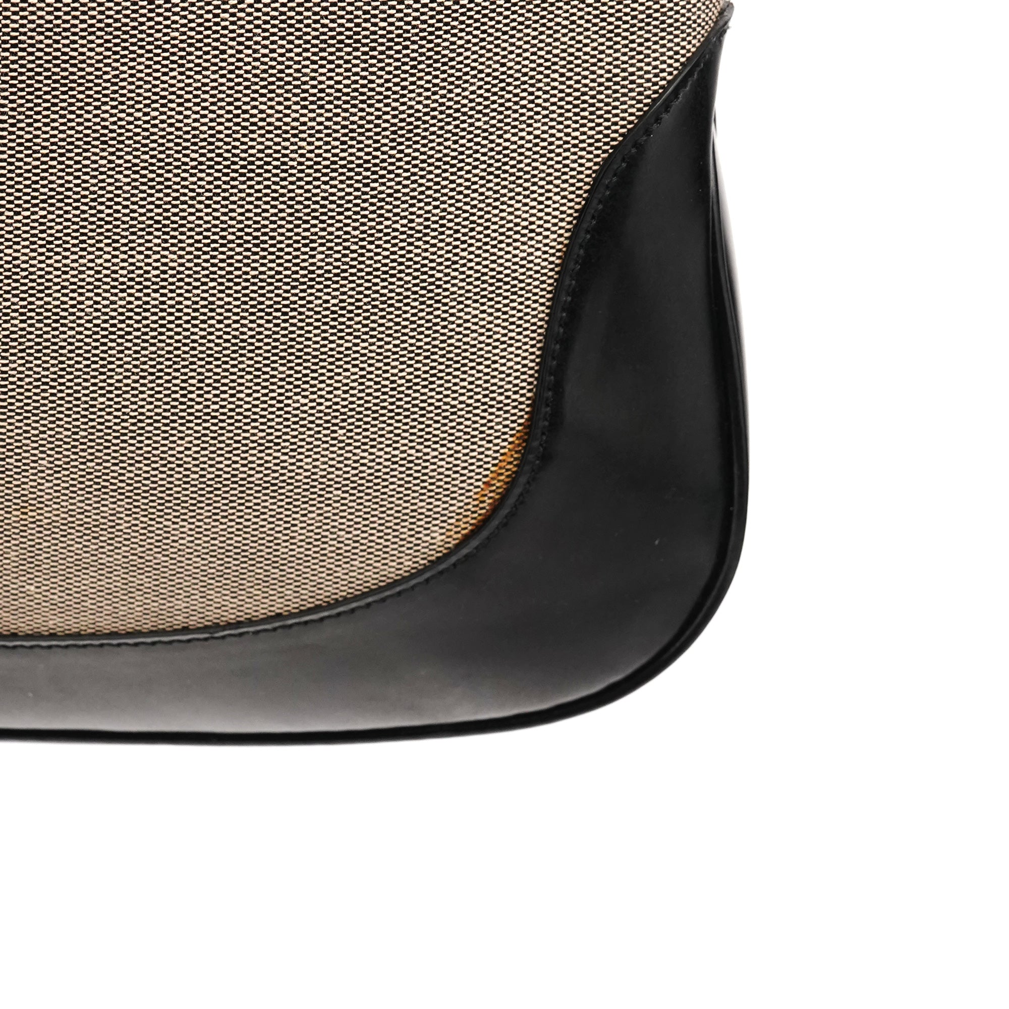 Gucci 001 3306 Beige Black Canvas Jackie Shoulder Bag