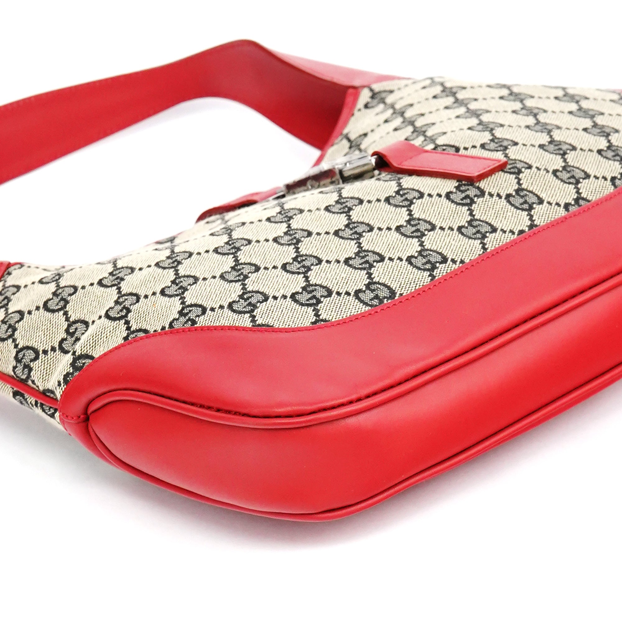Gucci 001 3306 Borsa a spalla Jackie in tela GG beige e rossa