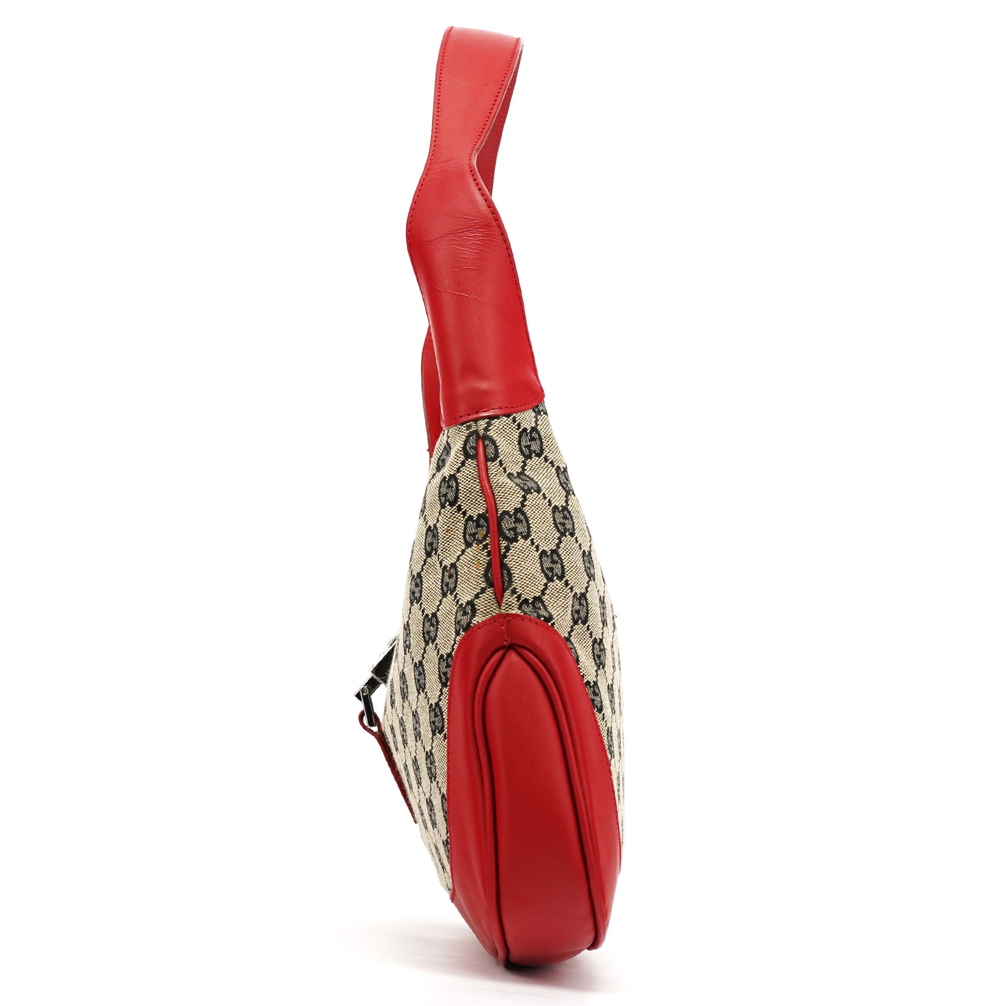 Gucci 001 3306 Borsa a spalla Jackie in tela GG beige e rossa