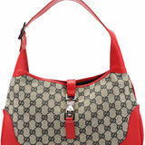 Gucci 001 3306 Borsa a spalla Jackie in tela GG beige e rossa