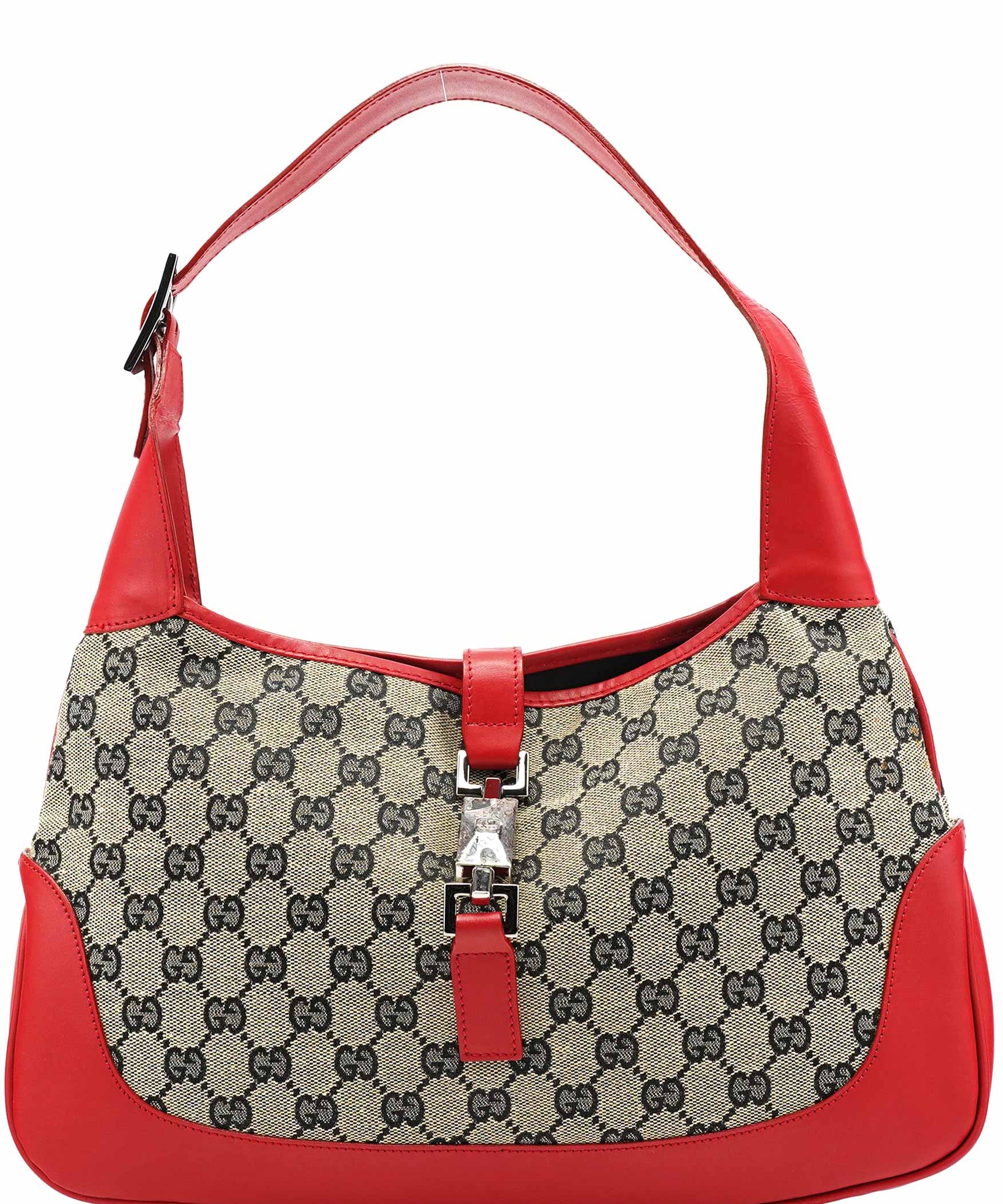 Gucci 001 3306 Beige Red GG Jackie Shoulder Bag