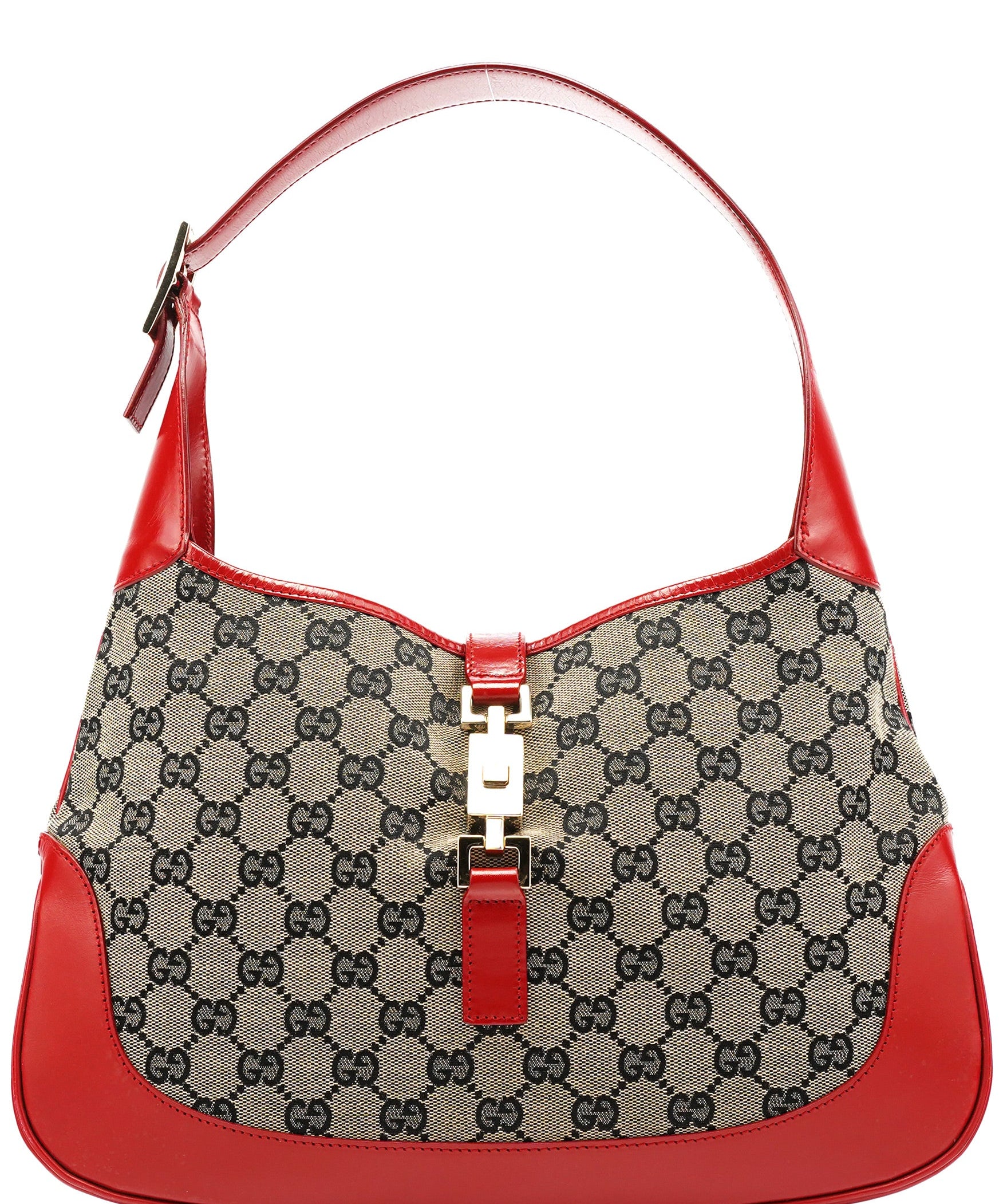 Gucci 001 3306 Beige Red GG Jackie Shoulder Bag