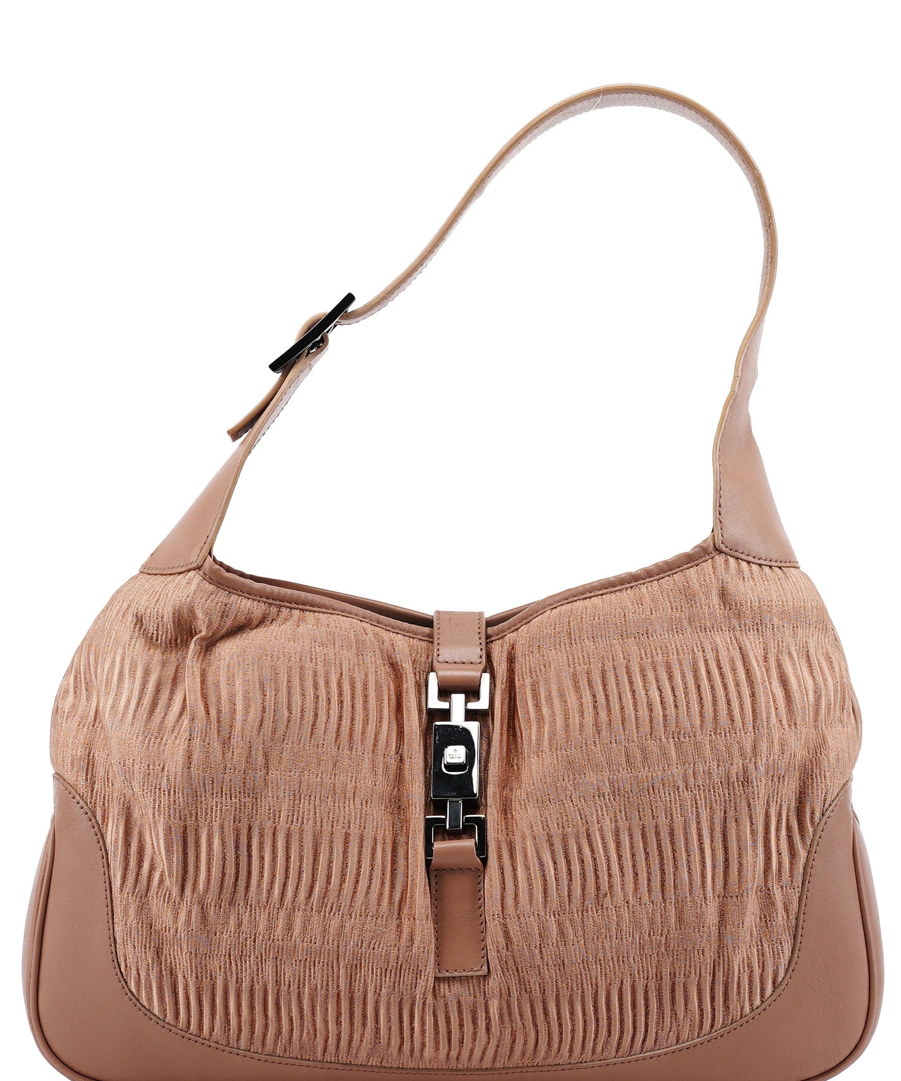 Gucci 001 3306 Beige Silk Jackie Shoulder Bag