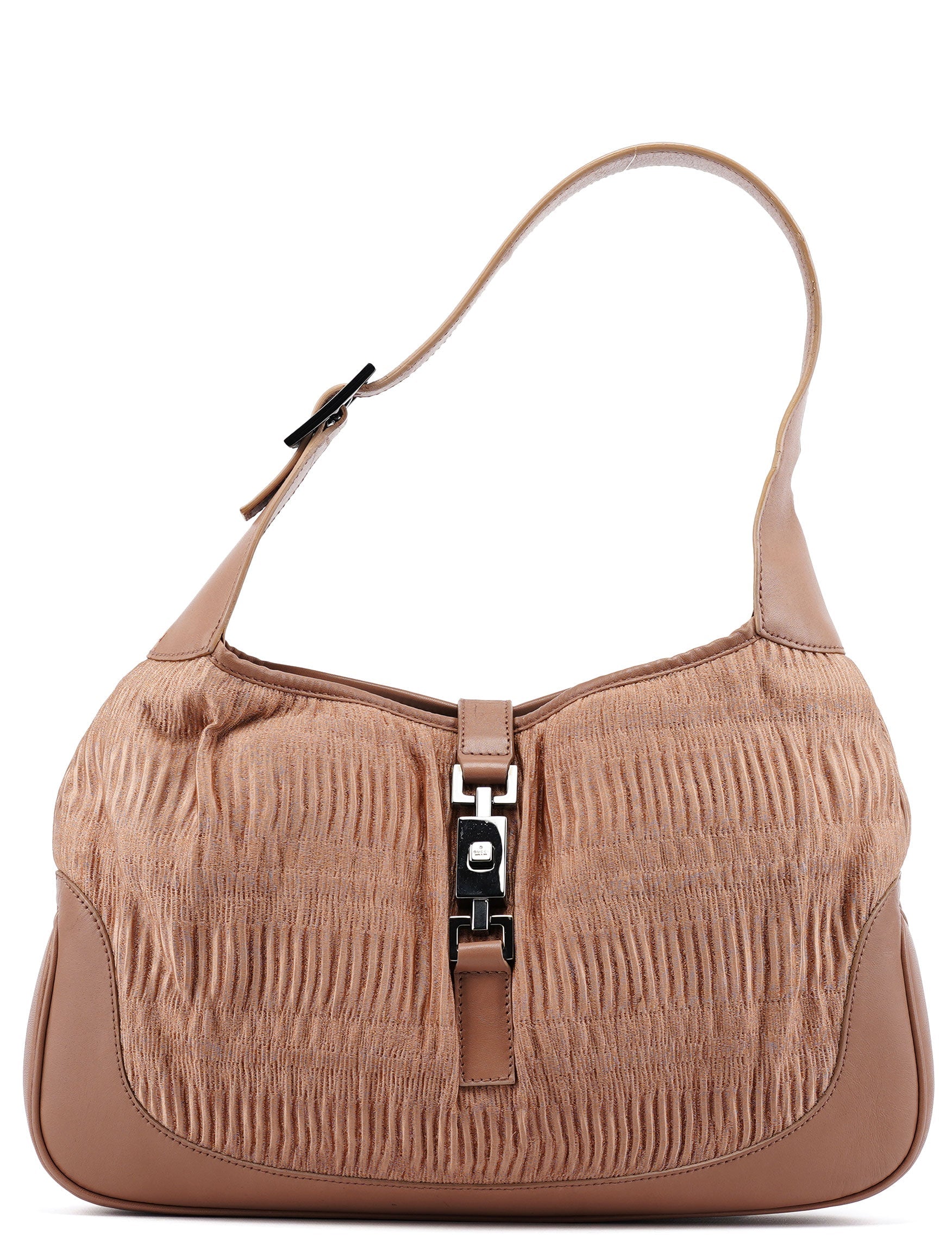 Gucci 001 3306 Beige Silk Jackie Shoulder Bag