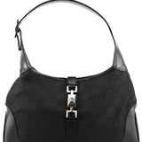Gucci 001 3306 Black GG Canvas Jackie Shoulder Bag