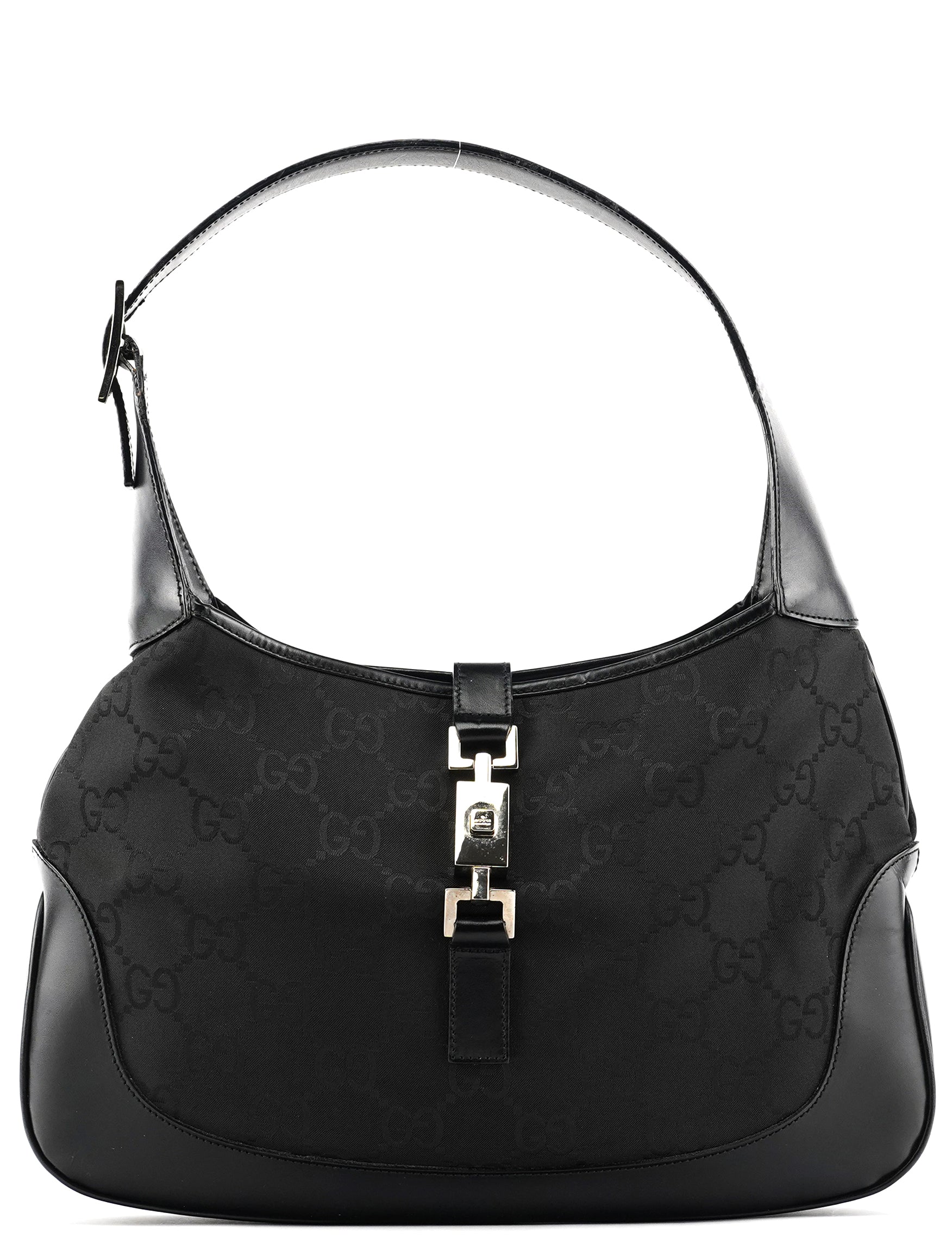 Gucci 001 3306 Black GG Canvas Jackie Shoulder Bag
