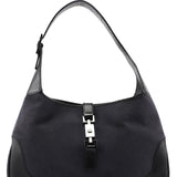 Gucci 001 3306 Black Wool Leather Jackie Shoulder Bag