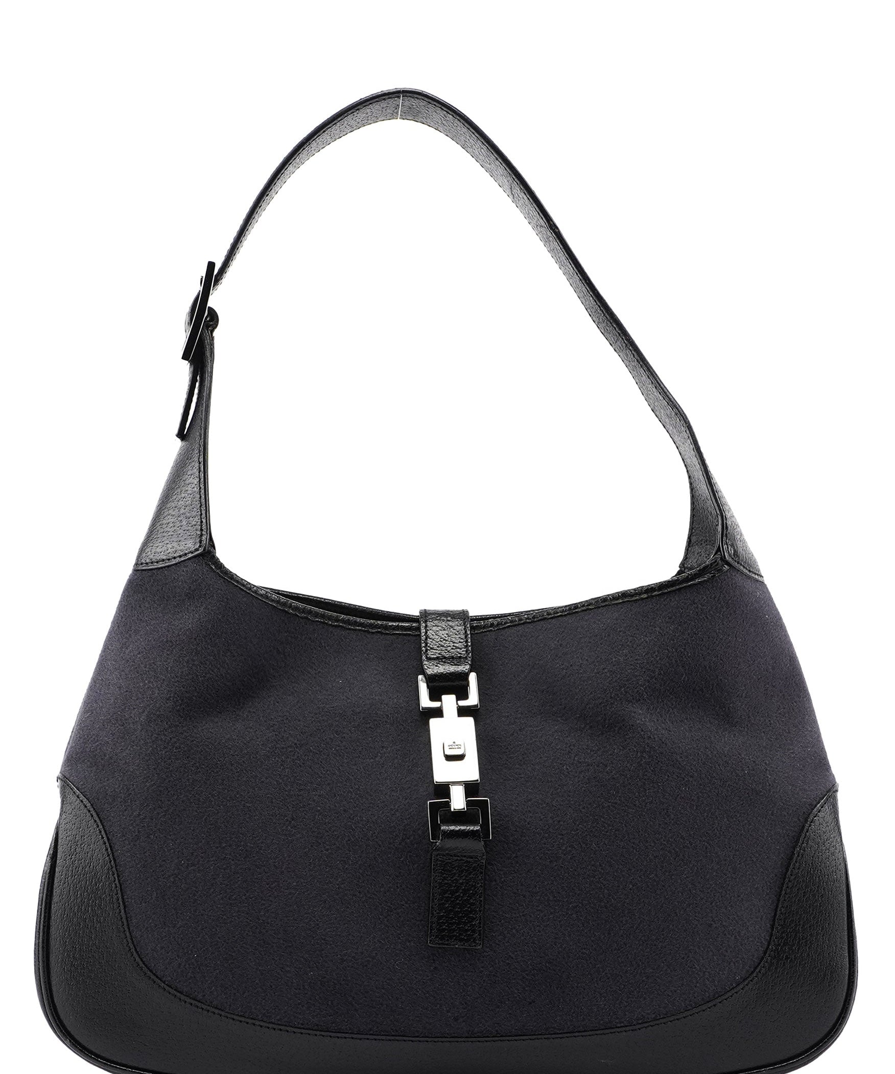 Gucci 001 3306 Black Wool Leather Jackie Shoulder Bag