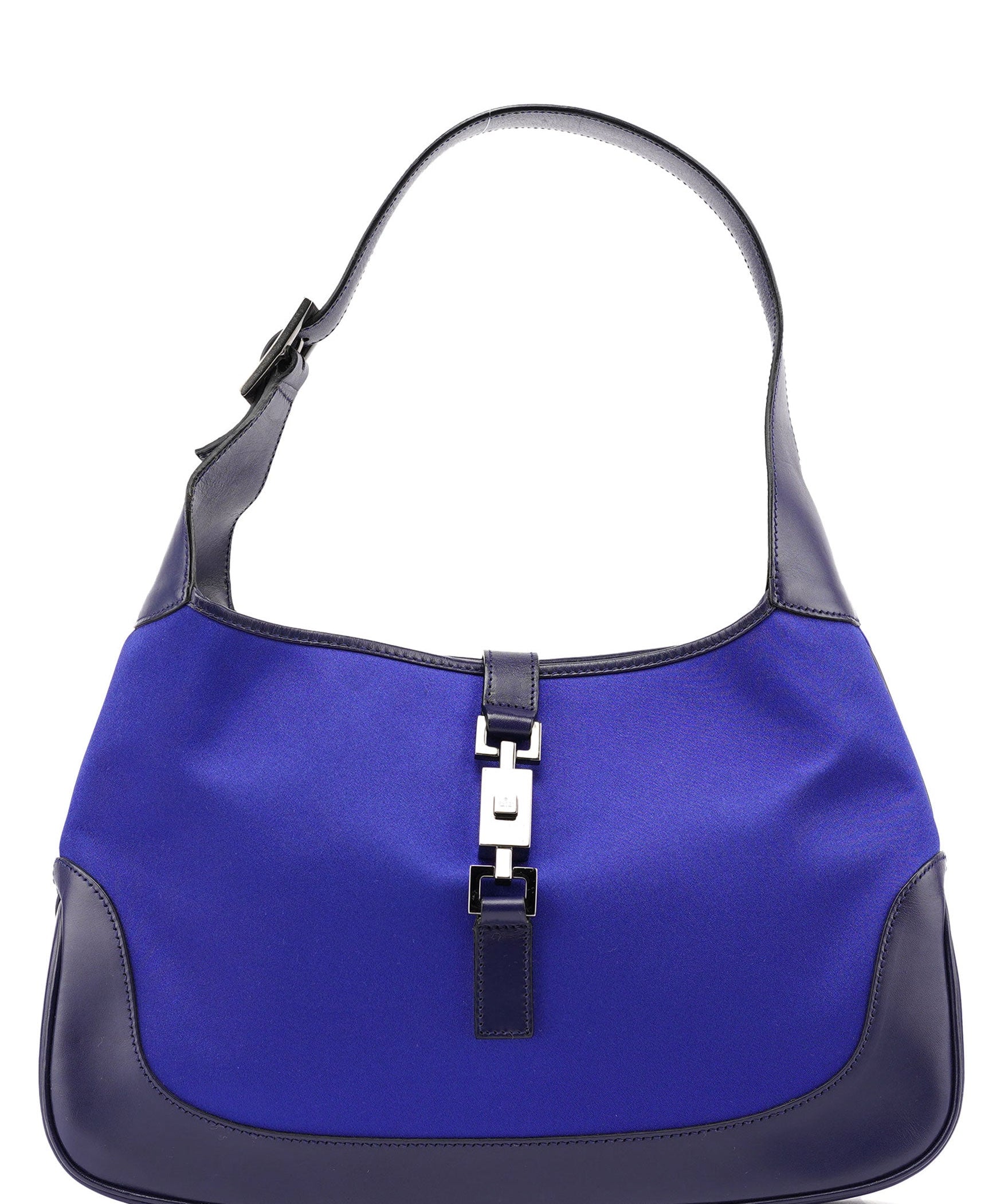 Gucci 001 3306 Cobalt Blue Satin Jackie Shoulder Bag