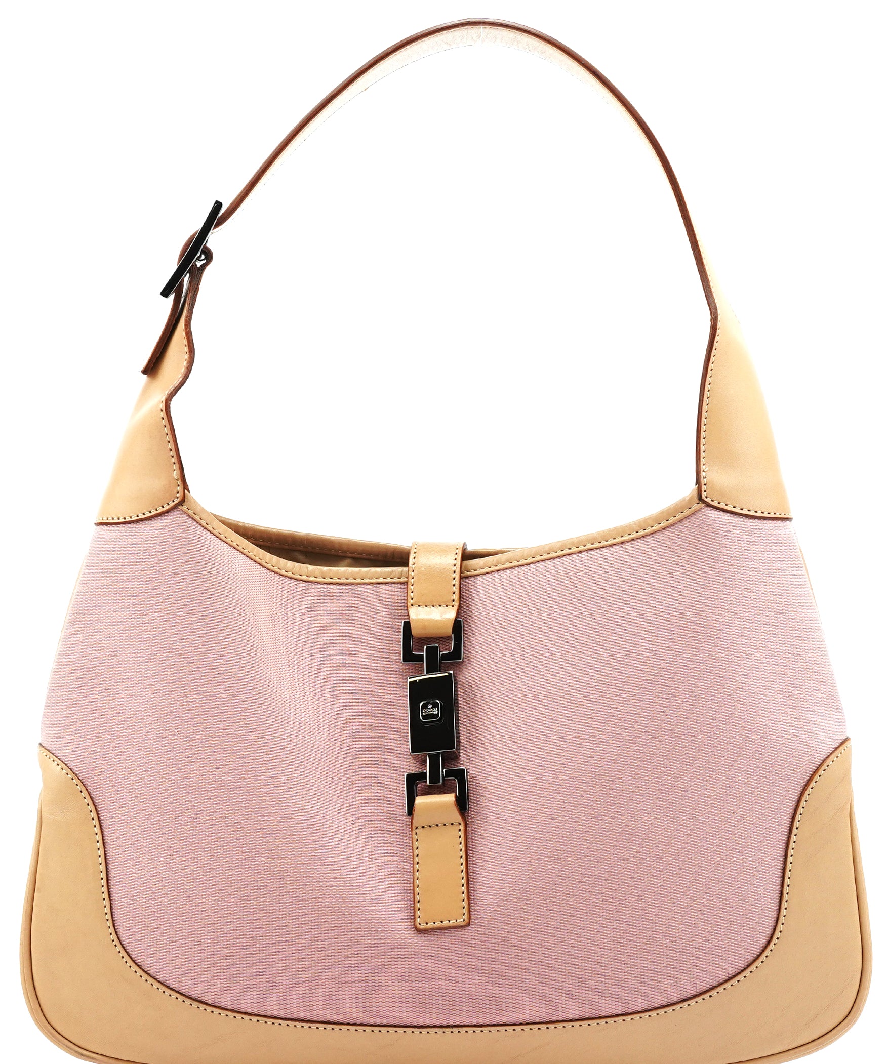 Gucci 001 3306 Pink Beige Canvas Jackie Shoulder Bag