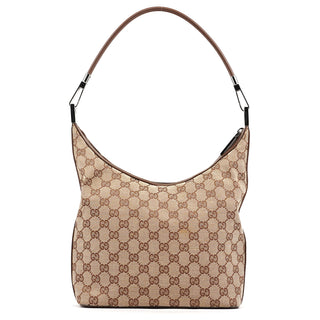 Gucci 001 3314 Beige Brown GG Hobo Shoulder Bag
