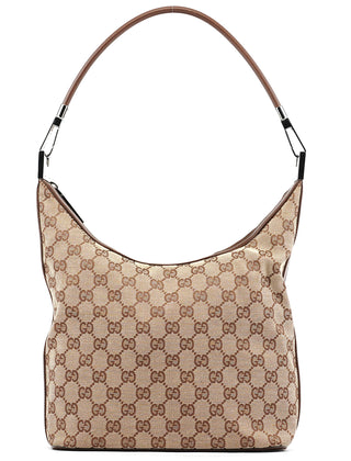 Gucci 001 3314 Beige Brown GG Hobo Shoulder Bag