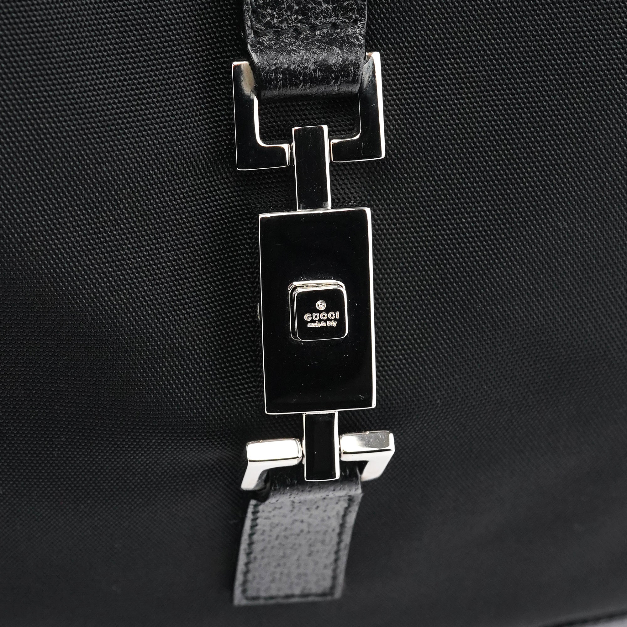 Gucci 001 3346 Black Nylon Leather Jackie Shoulder Bag