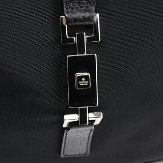 Gucci 001 3346 Black Nylon Leather Jackie Shoulder Bag
