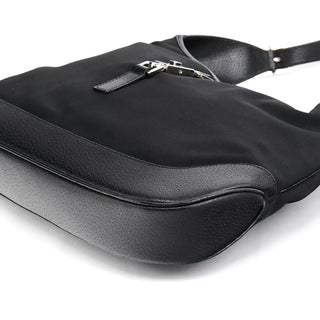Gucci 001 3346 Black Nylon Leather Jackie Shoulder Bag