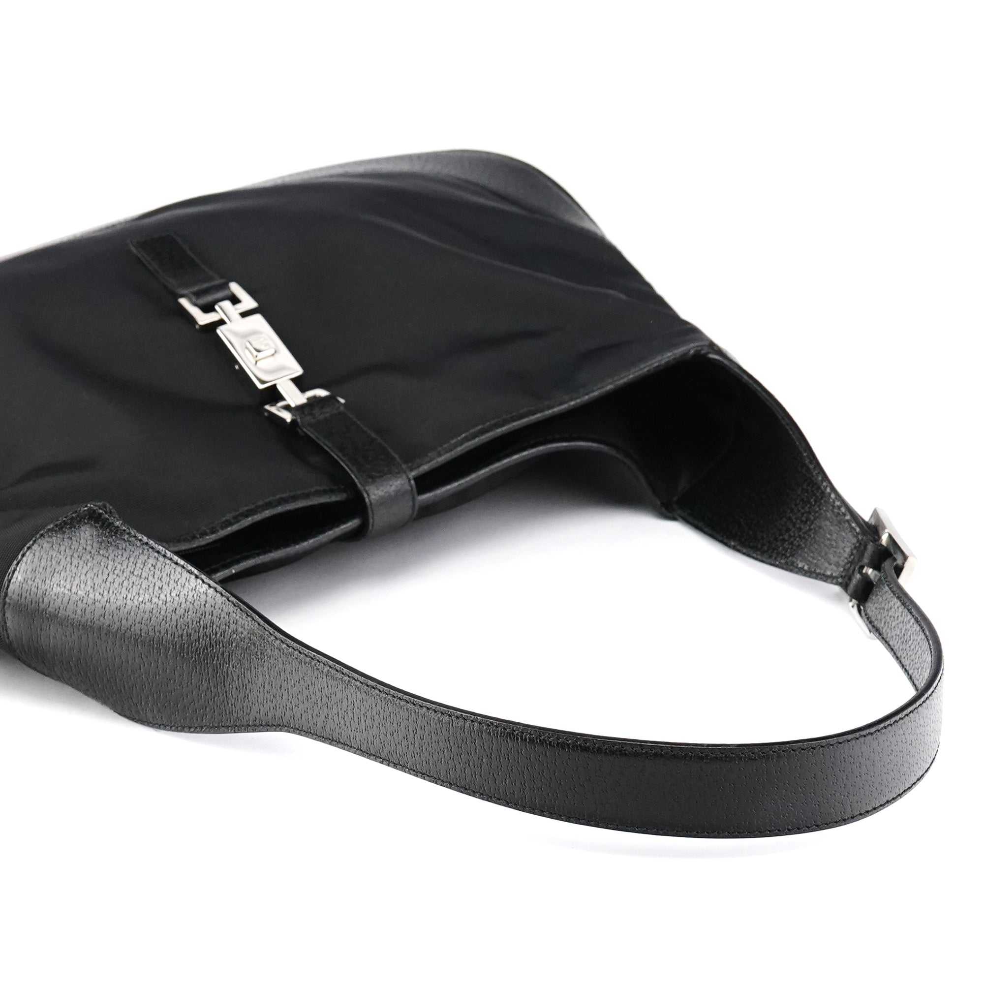 Gucci 001 3346 Black Nylon Leather Jackie Shoulder Bag