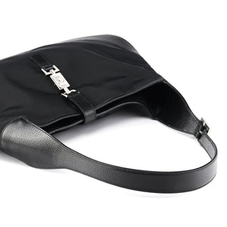 Gucci 001 3346 Black Nylon Leather Jackie Shoulder Bag