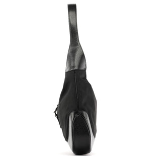 Gucci 001 3346 Black Nylon Leather Jackie Shoulder Bag