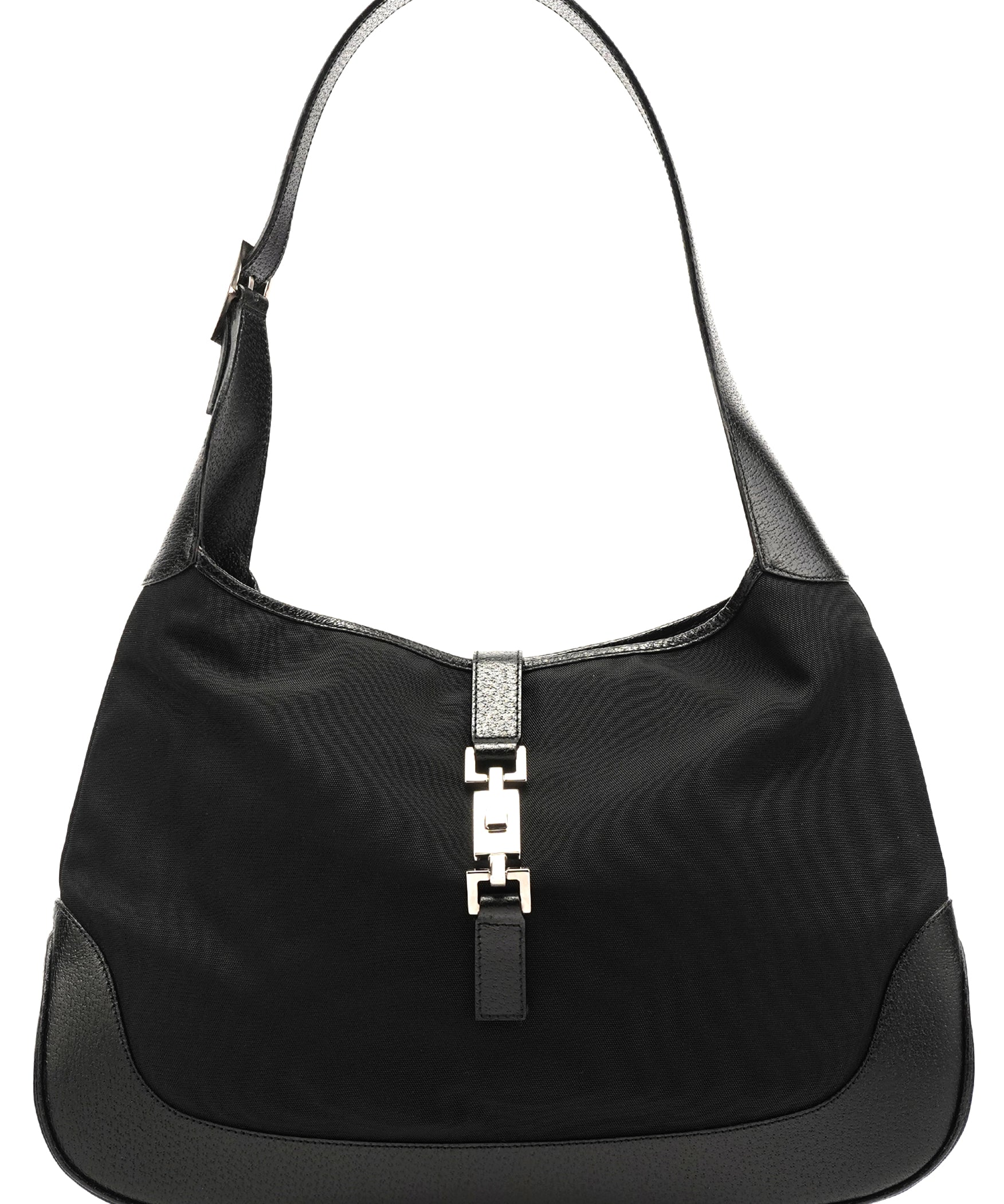 Gucci 001 3346 Black Nylon Leather Jackie Shoulder Bag