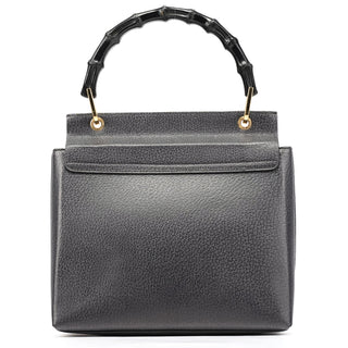Gucci 001 344 1887 Black Leather Bamboo Top Handle Bag