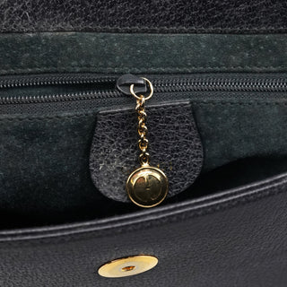 Gucci 001 344 1887 Black Leather Bamboo Top Handle Bag