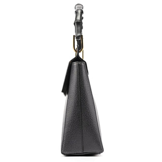 Gucci 001 344 1887 Black Leather Bamboo Top Handle Bag