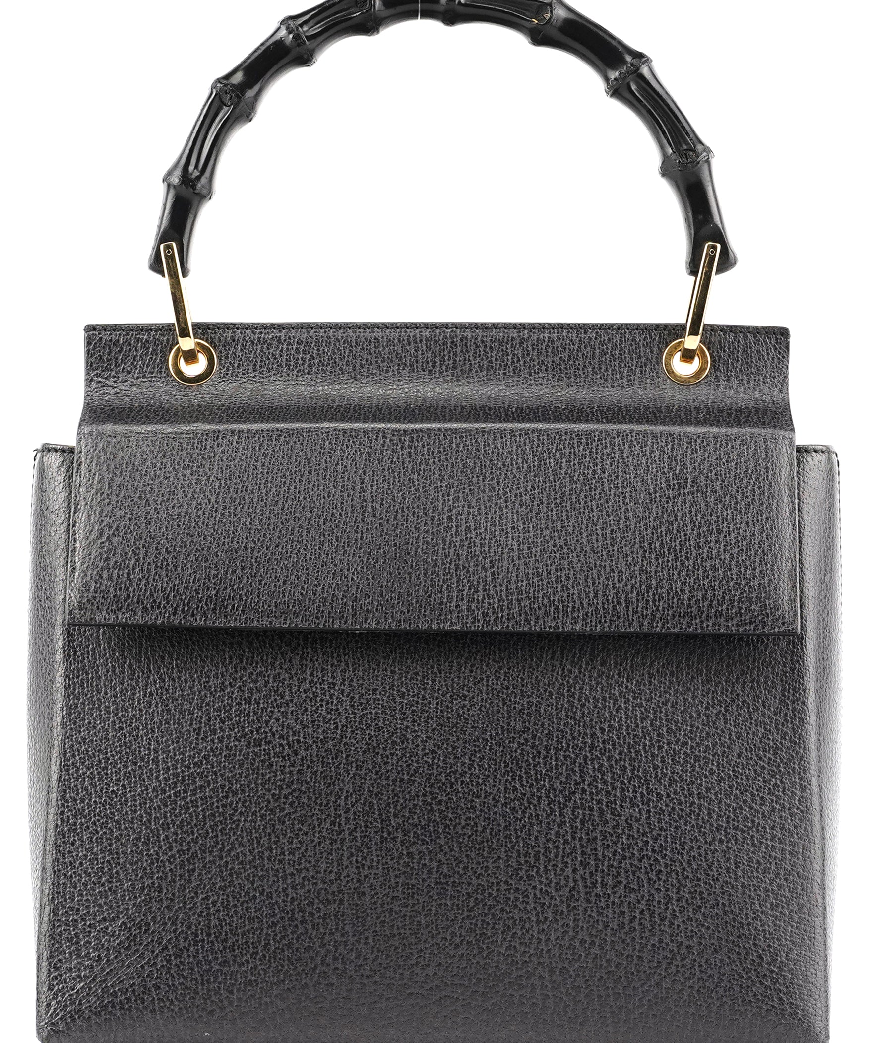 Gucci 001 344 1887 Black Leather Bamboo Top Handle Bag