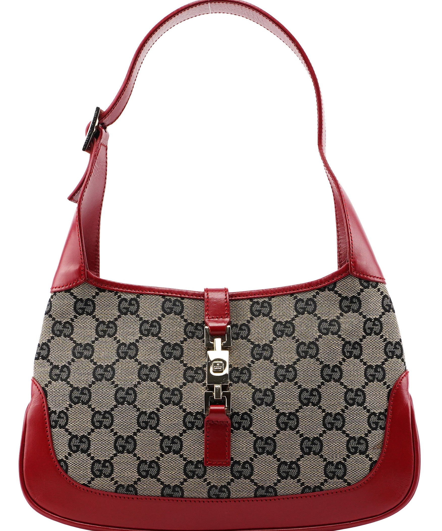 Gucci 001 3735 Beige Red GG Jackie Shoulder Bag